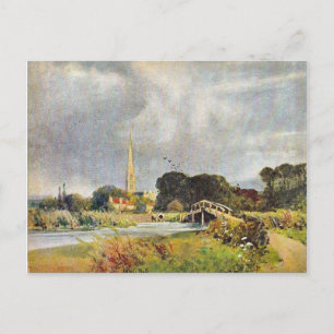 Vintage image, Salisbury Cathedral and river, 1905 Briefkaart