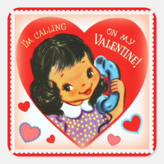 Vintage Image Valentijn Little Girl Stickers (Voorkant)