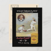 Vintage image, Wills Gold Flake Tobacco, Cricket Briefkaart (Voorkant / Achterkant)