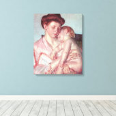 Vintage Impressionisme, Slaapbaby door Mary Cassat Canvas Afdruk (Insitu (Houten vloer))