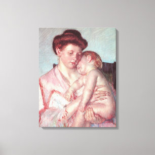 Vintage Impressionisme, Slaapbaby door Mary Cassat Canvas Afdruk