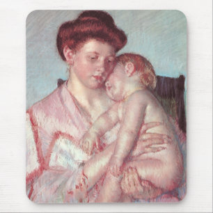 Vintage Impressionisme, Slaapbaby door Mary Cassat Muismat