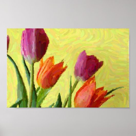Vintage Impressionist Tulips Poster (Voorkant)