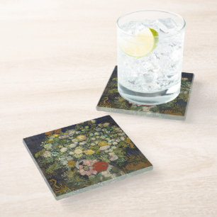 Vintage Impressionistische Bloemboeket Van Gogh Glazen Onderzetter