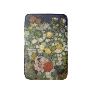 Vintage Impressionistische Bloemenboeket Van Gogh Badmat