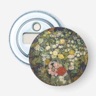Vintage Impressionistische Bloemenboeket Van Gogh Button Flesopener