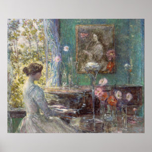 Vintage Impressionistische Piano Dames Muurkunst Poster