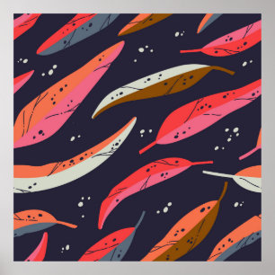 Vintage in tumn leaf seamless pattern background.  poster