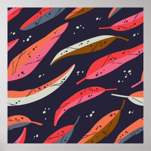 Vintage in tumn leaf seamless pattern background.  poster (Voorkant)