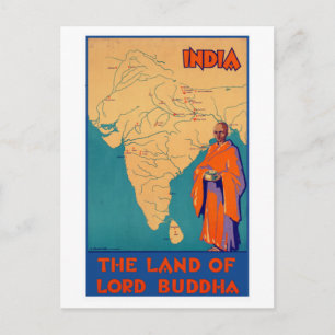 Vintage India Land of Lord Buddha Travel Briefkaart