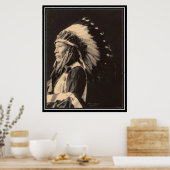 Vintage indiaan: Afraid of Eagle, Sioux - Poster (Keuken)