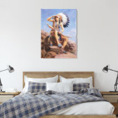 Vintage indiaan, The Scout van Leigh Canvas Afdruk (Insitu (Slaapkamer))