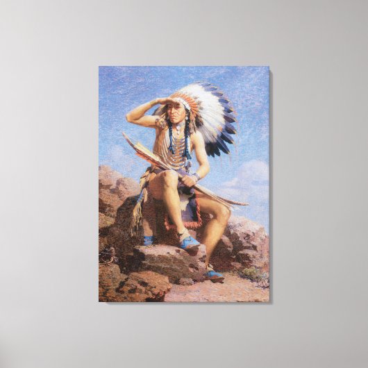 Vintage indiaan, The Scout van Leigh Canvas Afdruk (Voorkant)