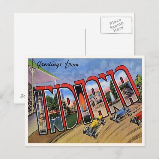 Vintage Indiana Briefkaart (Voorkant / Achterkant)
