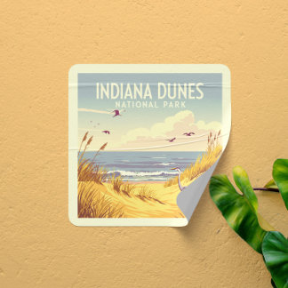 Vintage Indiana Dunes National Park Vierkante Sticker