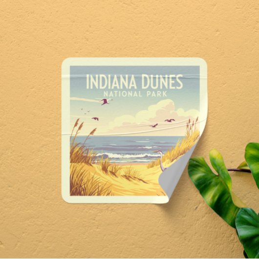 Vintage Indiana Dunes National Park  Vierkante Sticker