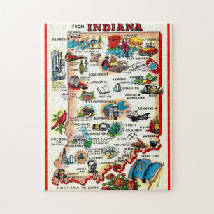 Vintage Indiana Illustratie 11x14 Puzzel