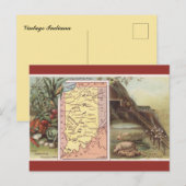 Vintage Indiana Map Briefkaart (Voorkant / Achterkant)
