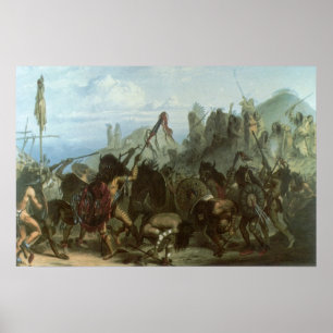 Vintage Indianen, Bizon Dans door Karl Bodmer Poster