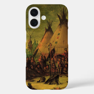 Vintage Indianen, Sioux Oorlogsraad door Catlin iPhone 16 Hoesje