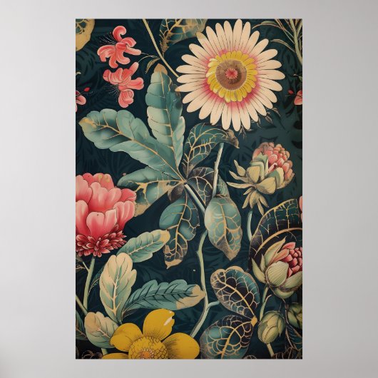 Vintage Indiase traditionele bloemkunst print – (Voorkant)