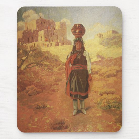Vintage Indiase waterdrager door EW Rollins Muismat (Voorkant)
