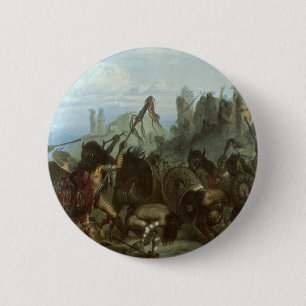 Vintage Indiërs, Bison Dance van Karl Bodmer Ronde Button 5,7 Cm