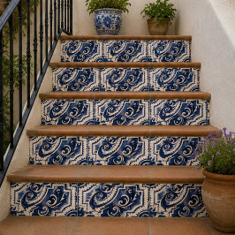 Vintage Indigo Hand Painted Blue Ornamental Mosaic Tegeltje