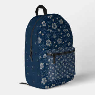 Vintage Indigo Japanse Bloemlaag Bedrukte Rugzak