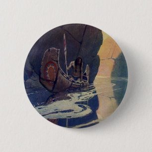 Vintage Indische Kano Peddelen Zon Klassieker Ronde Button 5,7 Cm