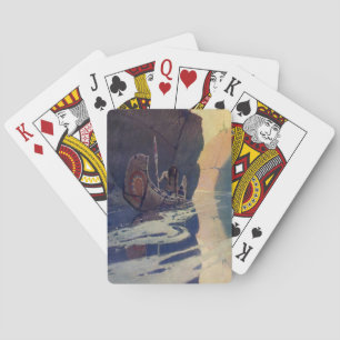Vintage Indische Kano Roeien Zon Klassieker Pokerkaarten