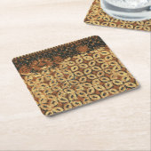 Vintage Indonesisch Batik Kawung Patroon Rustiek Kartonnen Onderzetters (Schuin)