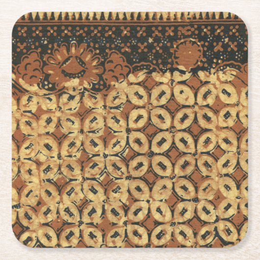 Vintage Indonesisch Batik Kawung Patroon Rustiek Kartonnen Onderzetters (Voorkant)
