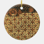 Vintage Indonesisch Batik Kawung Patroon Rustiek Keramisch Ornament (Achterkant)