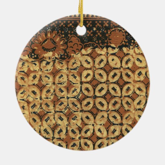 Vintage Indonesisch Batik Kawung Patroon Rustiek Keramisch Ornament (Achterkant)