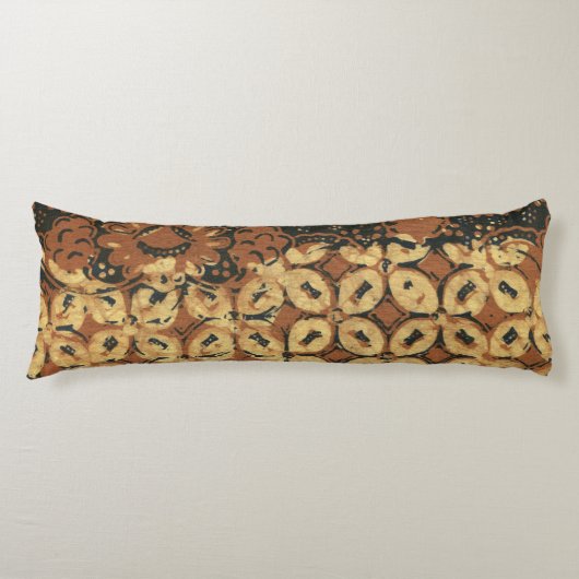 Vintage Indonesisch Batik Kawung Patroon Rustiek Lichaamskussen (Voorkant)