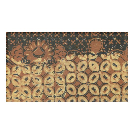 Vintage Indonesisch Batik Kawung Patroon Rustiek Naambadge (Voorkant)