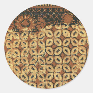 Vintage Indonesisch Batik Kawung Patroon Rustiek Ronde Sticker