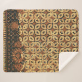 Vintage Indonesisch Batik Kawung Patroon Rustiek Sherpa Deken (Voorkant (horizontaal))
