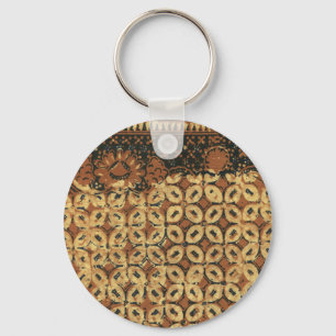 Vintage Indonesisch Batik Kawung Patroon Rustiek Sleutelhanger