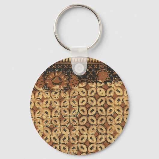 Vintage Indonesisch Batik Kawung Patroon Rustiek Sleutelhanger (Voorkant)