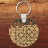 Vintage Indonesisch Batik Kawung Patroon Rustiek Sleutelhanger (Voorkant)
