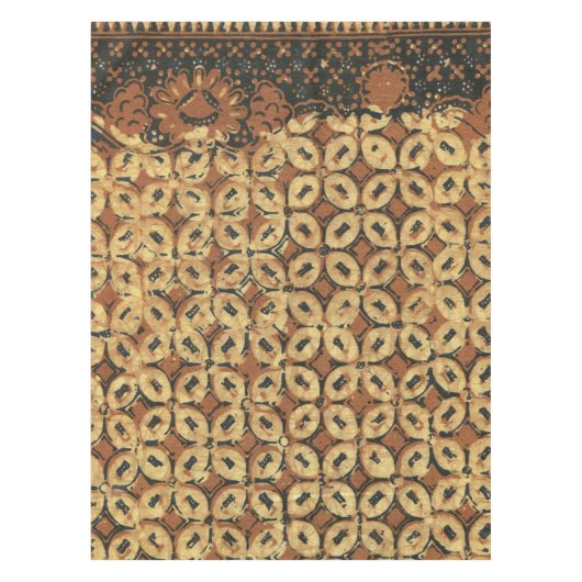 Vintage Indonesisch Batik Kawung Patroon Rustiek Tafelkleed (Voorkant)