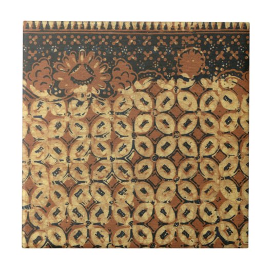 Vintage Indonesisch Batik Kawung Patroon Rustiek Tegeltje (Voorkant)