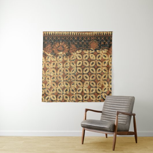 Vintage Indonesisch Batik Kawung Patroon Rustiek Wandkleed (In situ)