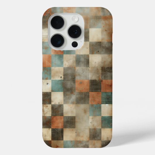 Vintage Industrial Rust Checkerboard Phone Case  (Achterkant)