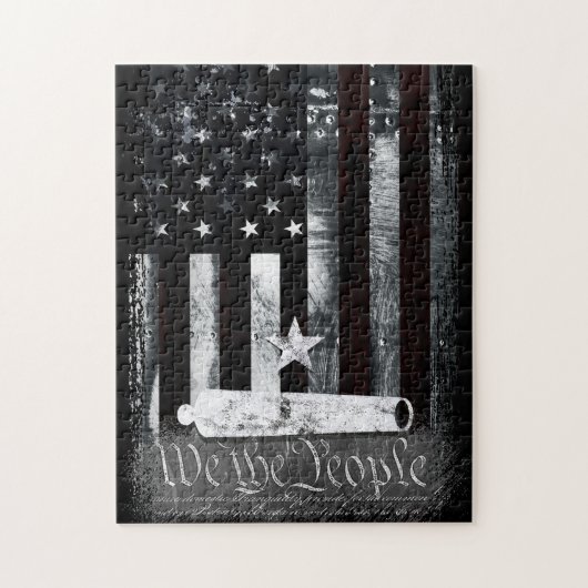 Vintage Industrial We The People Cannon Flag Legpuzzel (Verticaal)