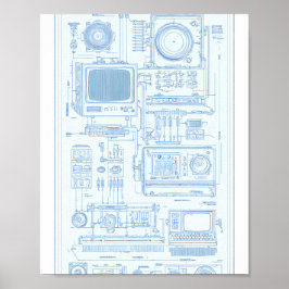 Vintage Industriële Kunst: Retro-Tech Modulaire Ma Poster