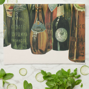 Vintage Ingevoerde flesjes bier, alcohol, dranken Theedoek
