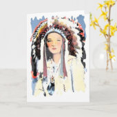 Vintage Inheems Amerikaans Wenskaart Kaart (Gele Bloem)